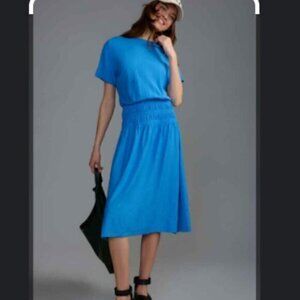 Nation LTD  Dress Womens XS Winslow Shirred Blue T-Shirt Dress